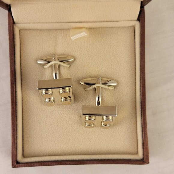 "LEGO" Silver Building Block Cuff Links - Picture 2 of 2